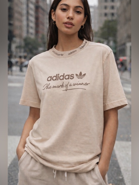 adidas Tops - Adidas Originals Beige Logo Tee Shirt NWT Women’s Medium